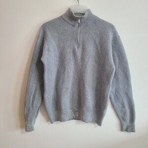Loro Piana Men's 1/4 Quarter Zip Sweater Blue 100% Cashmere Size 52